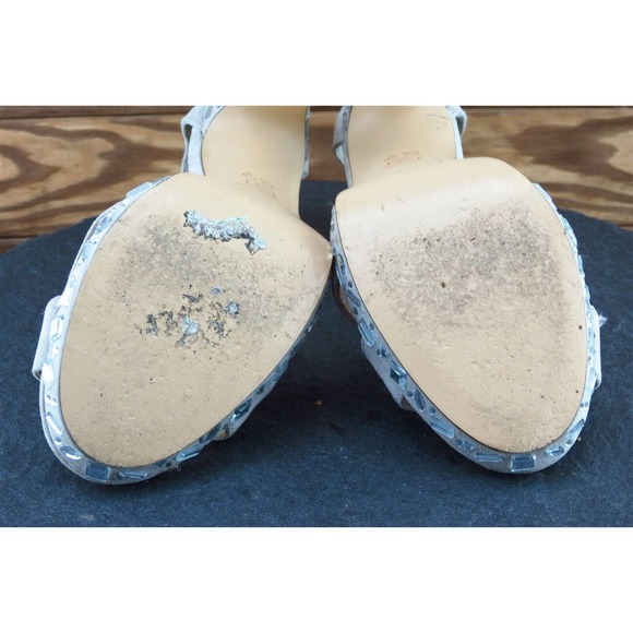 Nina Sz 7.5 M Beige Ankle Strap Leather Women Sandals - Picture 6 of 7